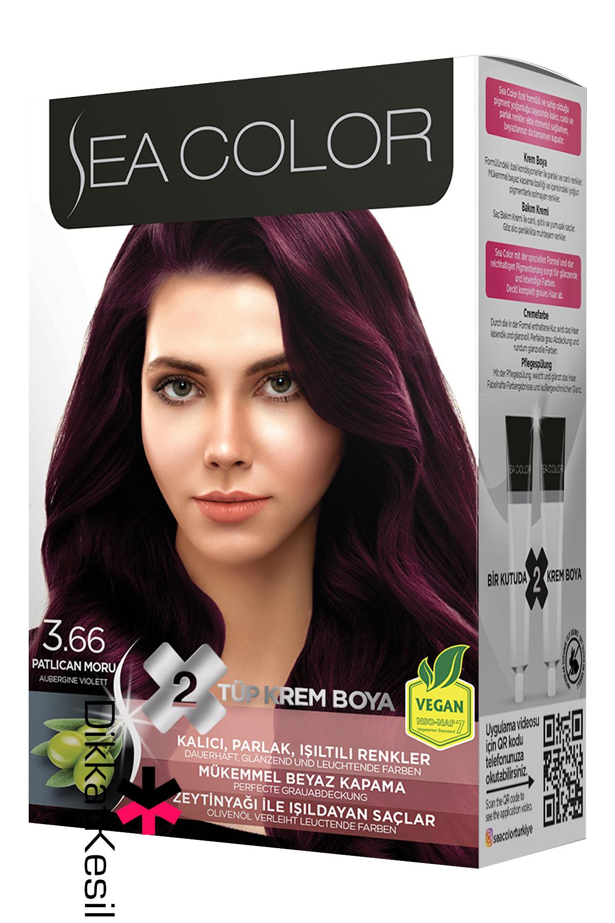 Sea%20Color%203.66%20Patlıcan%20Moru%20Renk%20Krem%20Saç%20Boyası%20Set,%20(Seacolor%203.66%20Numara)
