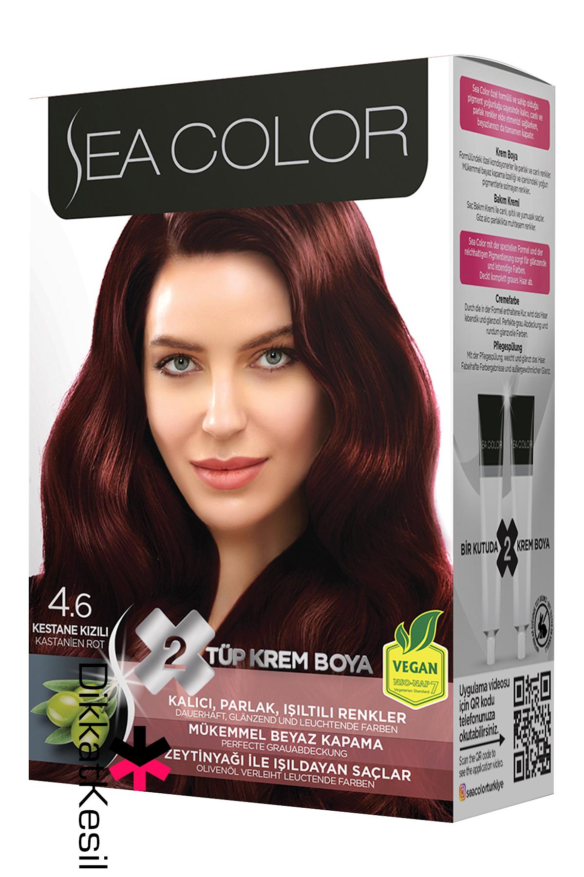 Sea%20Color%204.6%20Kestane%20Kızılı%20Renk%20Krem%20Saç%20Boyası%20Set,%20(Seacolor%204.6%20Numara)