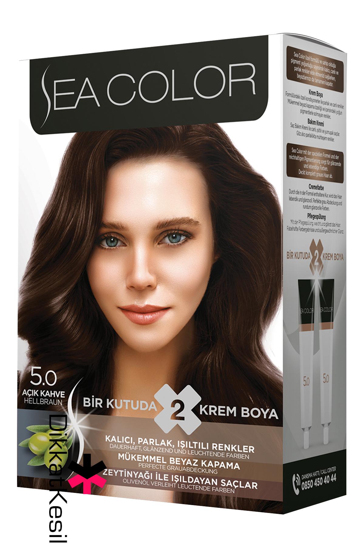 Sea%20Color%205.0%20Açık%20Kahve%20Renk%20Krem%20Saç%20Boyası%20Set,%20(Seacolor%205.0%20Numara)