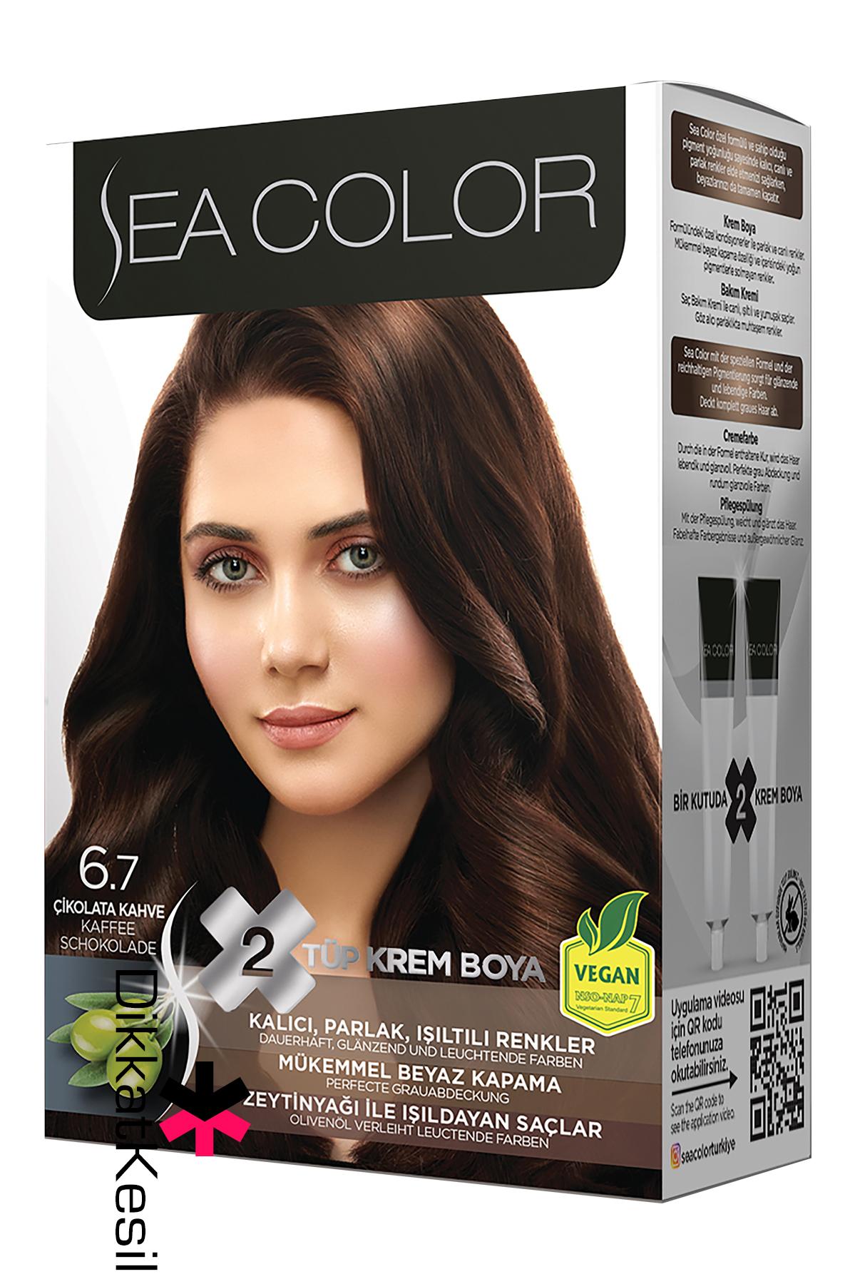 Sea%20Color%206.7%20Çikolata%20Kahve%20Renk%20Krem%20Saç%20Boyası%20Set,%20(Seacolor%206.7%20Numara)
