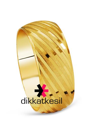 Altın Kaplama Bilezik, Altın Görünümlü Bilezik, Kalın Çizgili 3 cm Mega Bilezik Altın Kaplama Takılar - DikkatKesil
