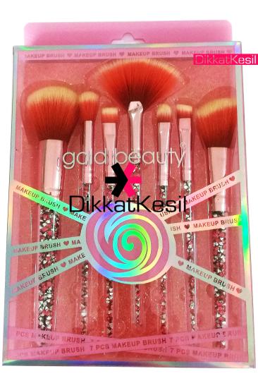 Gold Beauty Makyaj Fırça Seti 7 li, (Kontür Far Aydınlatıcı Kaş Dudak Allık ve Pudra Fırçası)