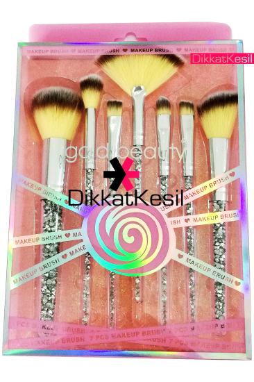 Gold Beauty Makyaj Fırça Seti 7 li, (Kontür Far Aydınlatıcı Kaş Dudak Pudra ve Allık Fırçası)