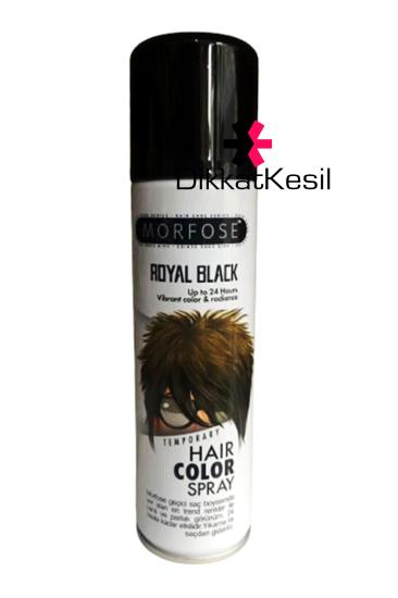 Morfose Royal Black Renkli Saç Spreyi, Siyah Geçici Saç Boyası Renkli Saç Boyaları - DikkatKesil