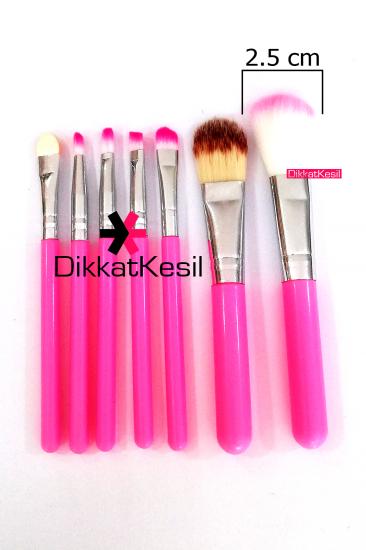 Müjgan Makyaj Fırça Seti, Metal Kutulu Pembe Makyaj Fırçaları 7 li, Makyaj Fırça Setleri - DikkatKesil