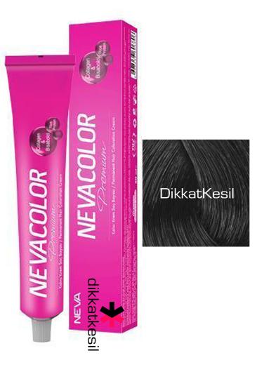 Nevacolor 1 Siyah Renk Premium Kalıcı Krem Saç Boyası Tüp 50 ml, Saç Boyaları - DikkatKesil
