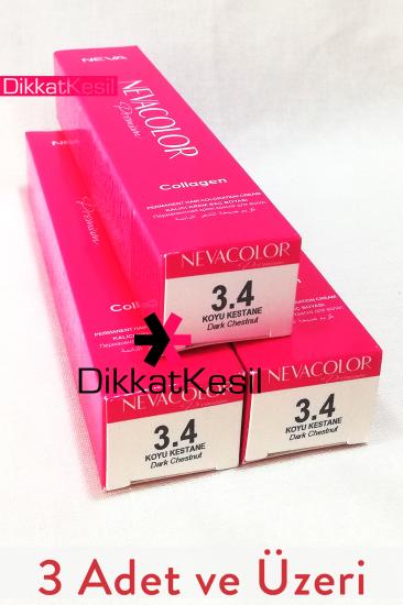 Nevacolor 3.4 Koyu Kestane Renk Premium Kalıcı Krem Saç Boyası Tüp 50 ml - 3 Adet ve Üzeri Satın Al