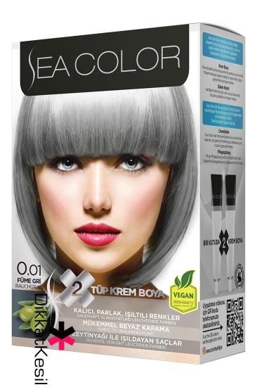 Sea Color 0.01 Füme Gri Renk Krem Saç Boyası Set, Saç Boyası Renkleri - DikkatKesil