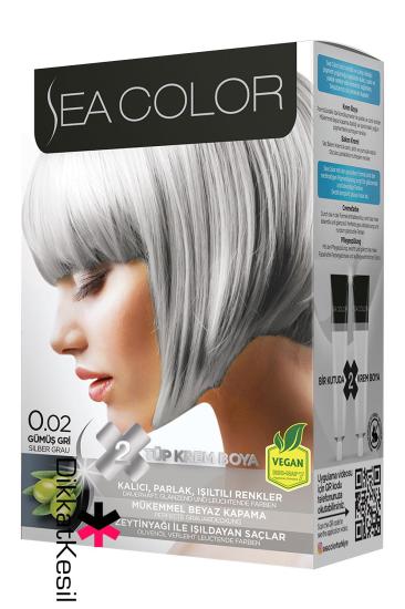 Sea Color 0.02 Gümüş Gri Renk Krem Saç Boyası Set, Saç Boyası Markaları - DikkatKesil