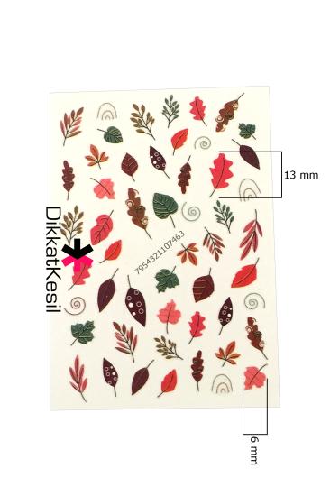 Yaprak Desenli Tırnak Sticker, Tırnak Süsü Yapıştırma Yaprak Tasarım, Tırnak Süsleri - DikkatKesil